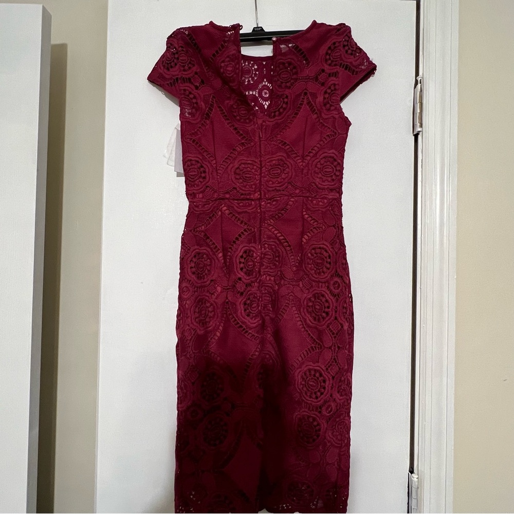 Liza Luxe dress lace short sleeves purple women’s size xxs NWT
